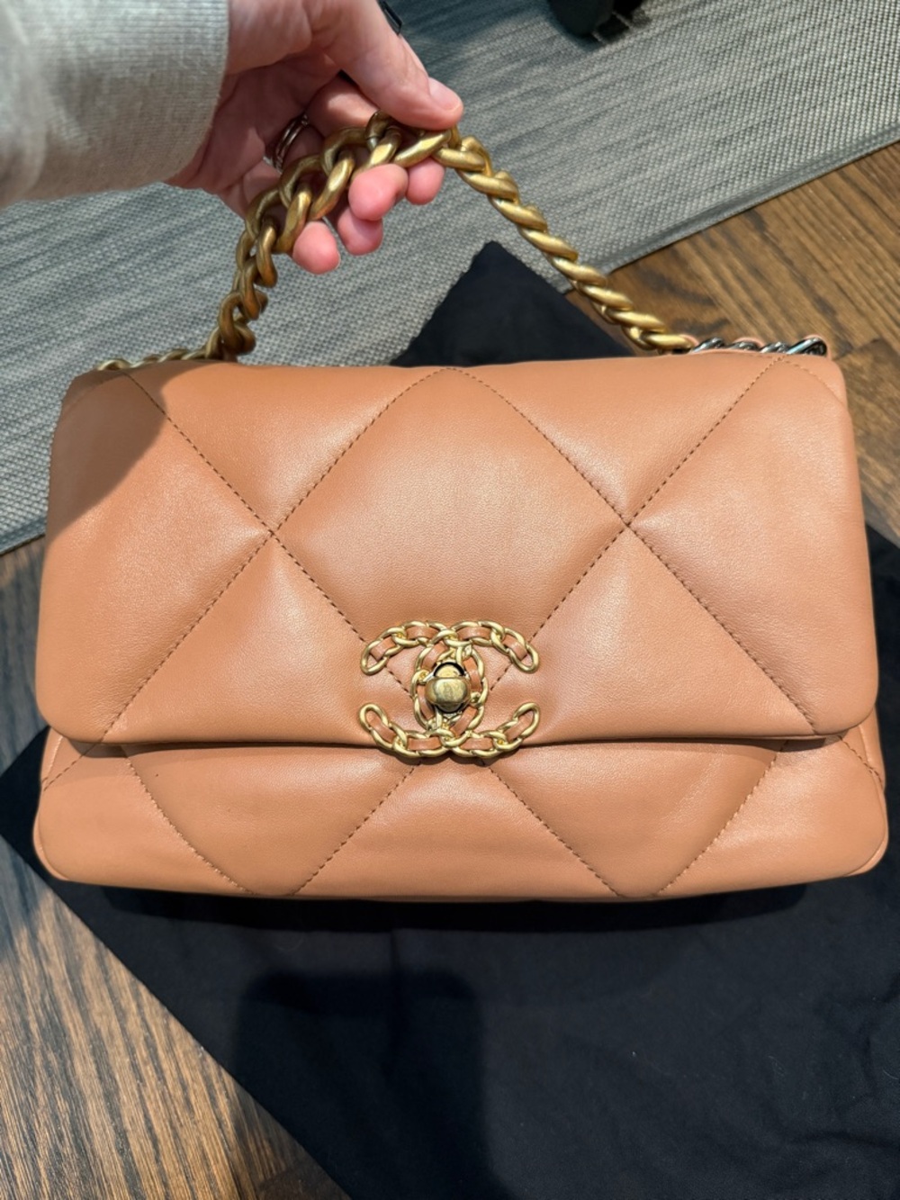 Chanel 19 Small Medium Caramel Brown Flap Bag - Picture 4 of 8